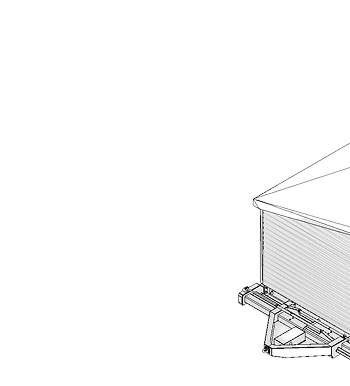 A line drawing of the corner of a building or structure with a metal frame and siding, positioned in the bottom right corner against a plain white background.